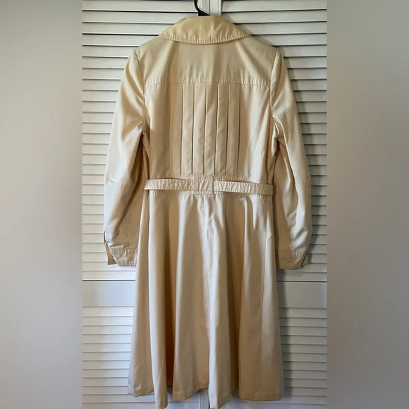 Vintage Sears JR Bazaar 1960s Warm Cream Long Trench Coat Juniors Size 11 Women - Picture 5 of 16